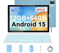 IWEGGO Tableta Android 15, 10 pulgadas, 12 GB de RAM+64 GB de ROM + 1 TB ampliable, procesador de cuatro núcleos de 1.8 GHz, tabletas 2 en 1 con funda para teclado, lápiz capacitivo, WiFi 5G, cámara