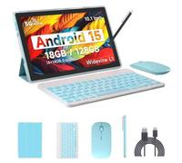 IWEGGO Tableta Android 15, 10 pulgadas, 18 GB de RAM+128 GB ROM/ 2 TB, procesador de cuatro núcleos de 2.0 GHz, pantalla táctil HD de 1280 x 800, 5G WiFi6 BT 5.0, tabletas 2 en 1 con funda de teclado