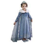 Iwemek - Disfraz de princesa Anna Elsa con capa larga para niño, niña, cumpleaños, Navidad, Halloween, carnaval, fiesta, disfraz de 2 a 8 años, 01, 3-4 Años