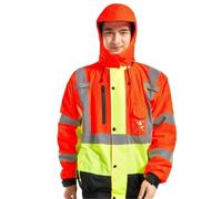 IWENZHKPA Reflectante Saneamiento Reflexivo De La Ropa Seguridad En Carretera del Deber Tráfico Que Completa Un Ciclo El Impermeable Caliente Chaleco(XXL)