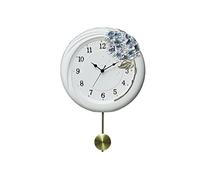 IWENZHKPA Relojes De Pared Reloj De Pared Creativo Resina con Columpio Silencioso Redondo para Dormitorio Sala Estar, Fácil Leer Y Aprender A Decir La Hora Reloj Cocina(White)