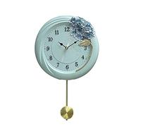 IWENZHKPA Relojes De Pared Reloj De Pared Creativo Resina con Columpio Silencioso Redondo para Dormitorio Sala Estar, Fácil Leer Y Aprender A Decir La Hora Reloj Cocina(Blue)