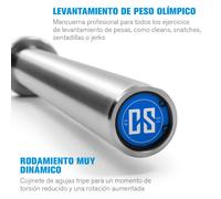 IWF Men barra para levantamiento de pesas olímpico 50 mm manguito 910 kg acero Capital Sports