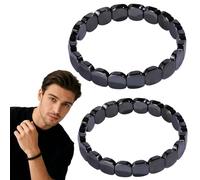 IWIDYA 2 Piezas Hemys Brazalete de Hematita para Hombre: Borde Masculino Natural, Piedra Legendaria - Inspirado en Romanos y Vikingos,Hematita, No es una piedra preciosa
