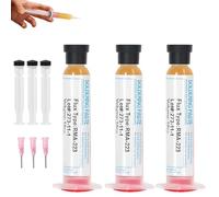 IWIDYA 3er Pack Pasta de Soldar en Jeringa - Flux YF-RMA-223 No Clean para Electrónica, Gel Flux para Soldadura de Precisión de SMD, Incluye 3 Agujas y Vástagos, 20g c/u