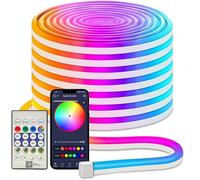 IWIIK Tira Neon LED RGB Flexible 5m USB, IP67 Impermeable, Luces Colores Control por Bluetooth, Movil Smart App y Mando a distancia, Decoración para interior y exterior
