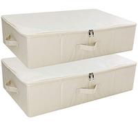 iwill CREATE PRO 2er-Pack, cajas de almacenamiento plegables con tapa para debajo de la cama, cajas de almacenamiento que ahorran espacio para dormitorio, armario, buhardilla, Beige