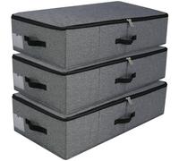 iwill CREATE PRO Caja de Almacenamiento Debajo de la Cama de 3 Piezas con Tapa con Tela Duradera para Ropa, Zapatos, Juguetes, Mantas, contenedor Organizador de edredones, Negro Gris