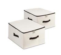 iwill CREATE PRO Cajas de almacenamiento/organizador con tapa, plegables con asa, 2 unidades, color beige (beige, 2 unidades)