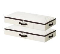 iwill CREATE PRO Cesta de almacenamiento plegable para debajo de la cama con tela resistente para ropa, zapatos, juguetes, manta, organizador de edredón (2 unidades), color beige