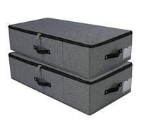 iwill CREATE PRO Cesta de almacenamiento plegable para debajo de la cama [Pack de 2] con tela resistente para ropa, zapatos, juguetes, mantas, contenedor organizador, Negro Gris