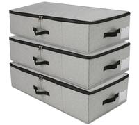 iwill CREATE PRO Cómoda para Debajo de la Cama, 3 Unidades, con Mango Reforzado, Caja de Almacenamiento para edredones, Ropa, Almohadas, Mantas, Zapatos, Juguetes, Manta, Gris Oscuro