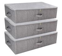 iwill CREATE PRO Contenedores de almacenamiento plegables lavables a prueba de polvo para armario, ropa, mantas, edredones, suéteres, organizador de color gris oscuro, paquete de 3