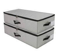 iwill CREATE PRO Organizador de ropa interior grande con tela resistente, 4 asas reforzadas, para ropa, zapatos, mantas, suéteres, juguetes, color gris oscuro, paquete de 2 unidades