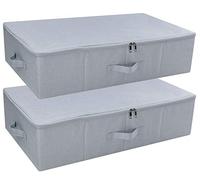 iwill CREATE PRO Pack de 2 cajas de almacenaje plegables bajo la cama con tapa de cremallera, cestas de almacenaje de tela sólida