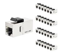 Iwillink (20 unidades) de carcasa metálica Cat6 apantallado Keystone RJ45 acoplador, acoplador Ethernet, hembra a hembra Cat6 Keystone Jack, STP Keystone Insert acoplador en línea, plata