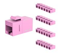 iwillink Acoplador Keystone Cat6, paquete de 25 unidades, conector Keystone Cat6 RJ45 hembra a hembra, inserto de acoplador Keystone UTP para cable de red Cat6/Cat5e/Cat5, rosa