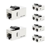 Iwillink Paquete de 10 acopladores Keystone RJ45 blindados de metal con carcasa Cat6, acoplador Ethernet, hembra a hembra Cat6 Keystone Jack, STP Keystone Insert, acoplador en línea, plateado