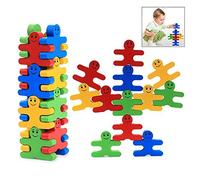 iwobi 16 Piezas Bloques de construcción de Madera de Equilibrio Dibujos Animados Apilamiento Juguete para niños Educativa Bloques de Apilamiento Puzzle