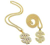 iwobi 2 Piezas de Cadena Chapado de Oro para Hombres Collar de Dólar Colgante de Hip Hop