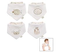 iwobi 4pcs Baberos del Bebé, Baberos para Chica, Baberos Bandana 100% Algodón Orgánico, Ajustable Toalla Triangular para Recién Nacidos Bebé
