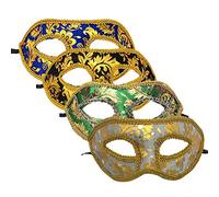 iwobi 4Pcs Hombres Antifaz de la Navidad Veneciano Fiesta Media Cara de Encaje Antifaz de Navidad