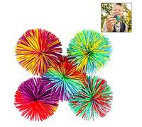 iwobi 5 Piezas Bola de Antiestrés, Bola Arcoiris, Bola de Estrés, Rebota Pom de Arcoiris Suave Bolas de Hilos de Inquietud Sensorial
