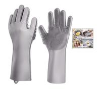 iwobi - Guantes de silicona para platos, guantes mágicos, cocina, limpiador de verduras de frutas y alimentos, grado de silicona, cepillo