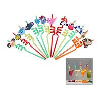 iwobi - Pajitas para beber (12 unidades, reutilizables, pajitas espirales, suministros de fiesta de cumpleaños para niños