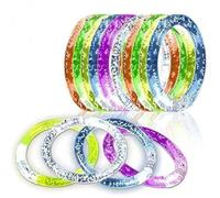 iwobi - Pulsera de 12 piezas, pulsera intermitente, LED reutilizables, coloridas de acrílico, para Halloween, Navidad, concierto, bodas, fiesta, decoración de juguete, 6,5 cm, acrílico, 6,5 cm,