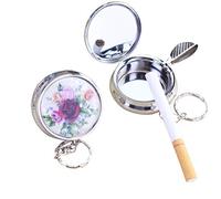 iwobi Redondos de Bolsillo Cenicero, Cenicero de Bolsillo Portátil Acero Inoxidable Aleación de Humo Cenicero Ceniza Llavero de la Moda Regard