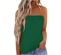 IWOLLENCE Tops sin tirantes para mujeres Reino Unido Chaleco Bandeau Damas Boobtube Tops de verano Diseño asimétrico de delante hacia atrás Ligero y transpirable, verde oscuro, S