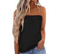 IWOLLENCE Tops sin tirantes para mujeres Reino Unido Chaleco Bandeau Damas Boobtube Tops de verano Diseño asimétrico de delante hacia atrás Ligero y transpirable, Negro, L