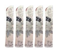 IWOMA 5 fundas plegables de seda para abanico de flores vintage, a prueba de polvo, funda protectora para abanico de mano china, color gris