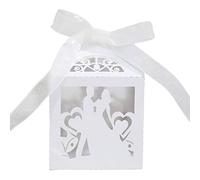 IWOMA Cajas huecas para caramelos, juego de 50 unidades, lazo con lazo, suministros de fiesta de despedida de soltera, festival, fiesta, envoltura para estuche