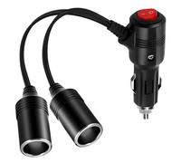iwontalersy 1 a 2 Cable de Extensión para Mechero de Coche,Divisor Encendedor de Cigarrillos,Con Interruptor,Toma de Corriente para Coche