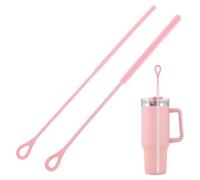 iwontalersy 2 Pcs Cepillo Limpia Pajitas Silicona,Cepillo Limpiador de Pajitas Flexible Extralargo,Reutilizable y Colgante,Mango Antideslizante[6mm+9mm] Rosa