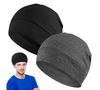 iwontalersy 2 Piezas Multifuncional Transpirable Skull Cap,Gorro ligero para Dormir,Transpirable Algodón Running Skull Cap Multifuncional Gorro Bajo Casco para Ciclismo Moto