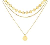 iwontalersy 3 Piezas Collar con Cadena Oro,Ajustables en Capas Apilables Colgantes,Conjunto de Collares Choker Simples,Regalos para Mujeres y Niñas