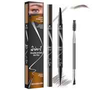 iwontalersy Paquete de 2 Lápiz de Cejas de Doble Punta con Microblading,Lápiz de Cejas Resistente al Agua 2 En 1,Crea un Maquillaje de Cejas Natural y Duradero(Marrón Oscuro)