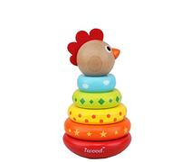Iwood Apilables de Madera Piramide de Aros: Gallina, Multicolor (11010)