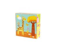 Iwood-Puzle 9 Cubos de Madera La Jungla, Multicolor (11012)