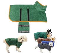 IWOR Super Absorbent Pet Bathrobe, Dog Robes for After Bath, Adjustable Quick Drying Dog/Cat Bathrobe (A-Green,XS)
