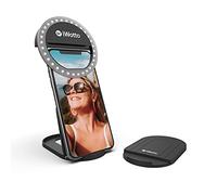 iWotto Aro de Luz LED para Móvil con Stand - 2 Modos y 3 Intensidades de Luz Blanca - Anillo Luz para Selfie, TikTok - Ring Light Recarga USB - 36 Leds Universal para Smartphone, Tablet, PC - Negro