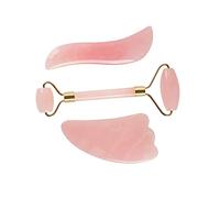 IWOWHERO 1 Juego masaje con rodillos de cuarzo rosa jade antienvejecimiento rodillo de jade cara punto gatillo de jade masajeador facial de jade masaje facial de jade placa de desguace
