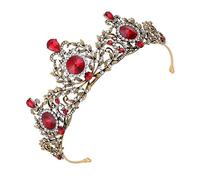 IWOWHERO 1 Pieza De Novias De Rojos Para Boda Barroca Tocado De Boda Diadema Novia Retro Tocados De Su Diamante De Imitación Rojo Tocados Nupciales Tocado De