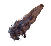IWOWHERO 1pieza Peluca Larga De Onda Fashionable Pinza Para Mujer Cabello Rizado Natural y Voluminoso Para Fiestas y Uso Diario Mechas Azules