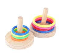 IWOWHERO 2 Juegos Juguete Educativo para Loros Forma de Anilla de Madera y Plástico Beige Que Promueve el Ejercicio y Estimula la Inteligencia en Pájaros Pequeños y Color Aleatorio