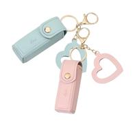 IWOWHERO 2 Llaveros Porta Bálsamo Labial Llavero para Bolso Estuche Mini de Almacenamiento Monedero Compacto Colores Rosa y Verde Accesorio Práctico para Organizar Pintalabios y Objetos