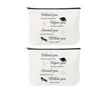 IWOWHERO 2 Piezas Bolsa de Maquillaje Graduación para Niñas, Estuche Portátil Pequeño Frases Inspiradoras, 22,5x15x5,6 Cm, Diseño Motivacional para Colegio y Obsequio Adolescente